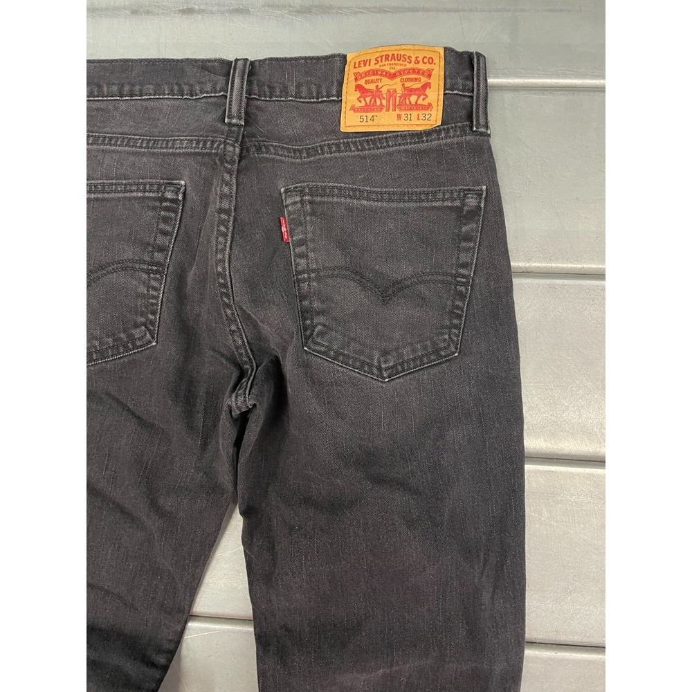 Levis 514 Jeans Mens 31x31 Black Wash Denim Slim Straight - Picture 14 of 16